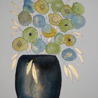 Blå vase - 23 x 31 cm - Solgt