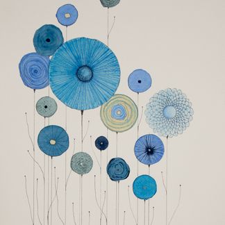 Blomstergrafik i blå - 23 x 31 cm
