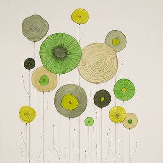 Blomstergrafik i grøn - 23 x 31 cm