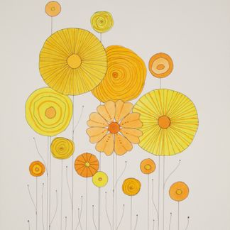 Blomstergrafik i gul - 23 x 31 cm