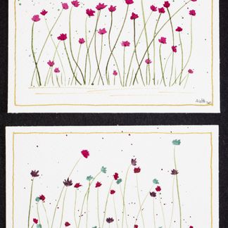 Blomsterkort med guldkant 2 - 15 x 10 cm
