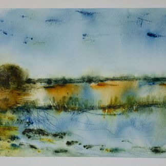 Abstrakt landskab - 28 x 21 cm - solgt