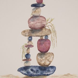Balance på blå sten - 23 x 31 cm